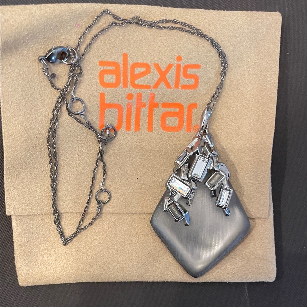 Alexis Bittar Silver and Gray Geometric Necklace